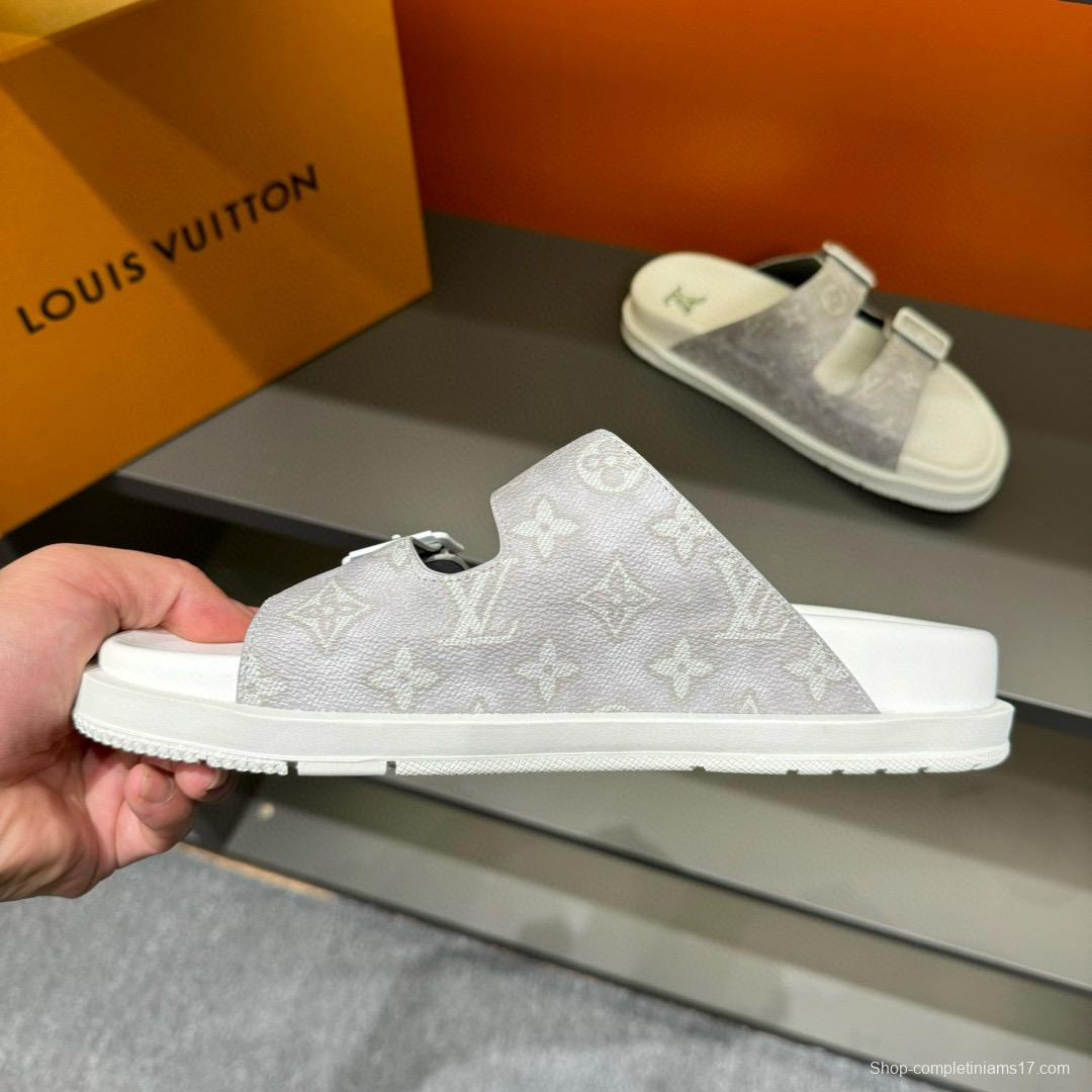 2024 Slippers Louis Vuitton White Canvas Slippers