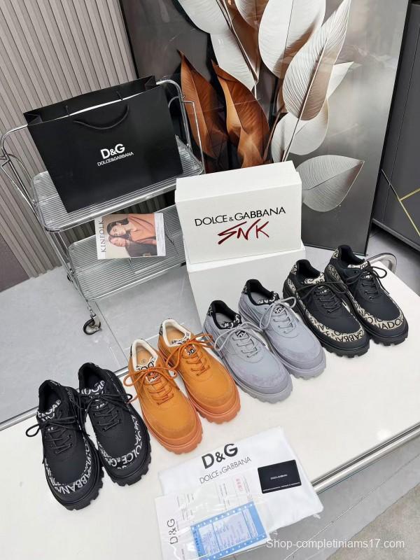 2024 Unisex Dolce & Gabbana Black Beige Leather Derby Shoes MJ00360