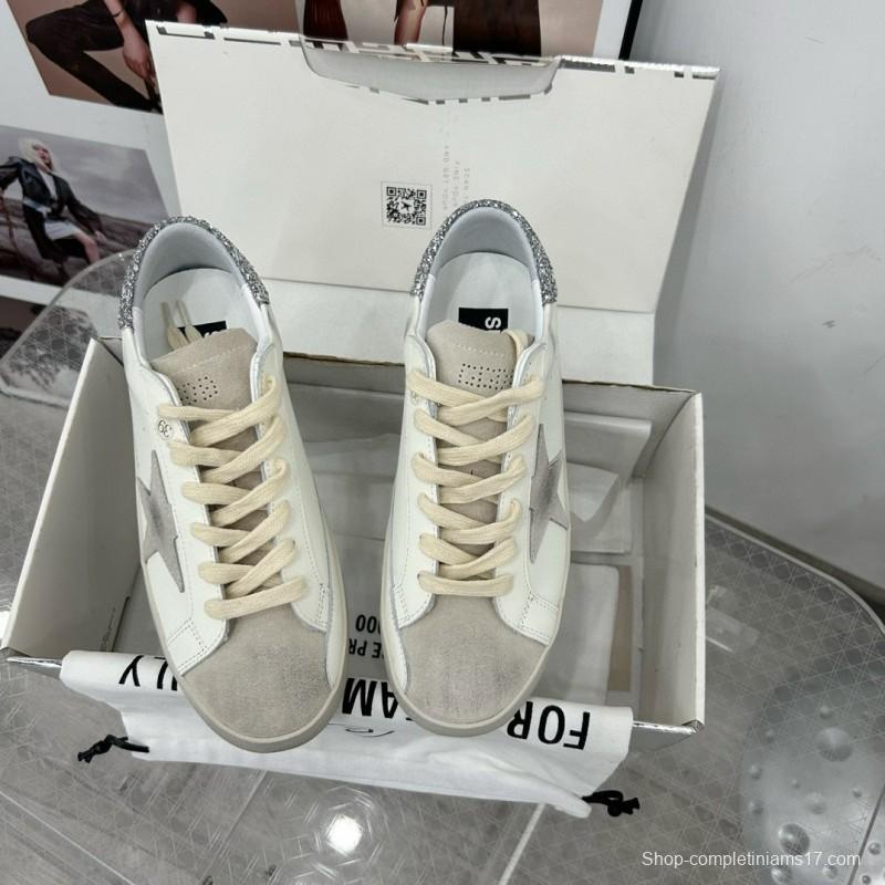 2024 Women GGDB White Grey Leather Suede Sneakers