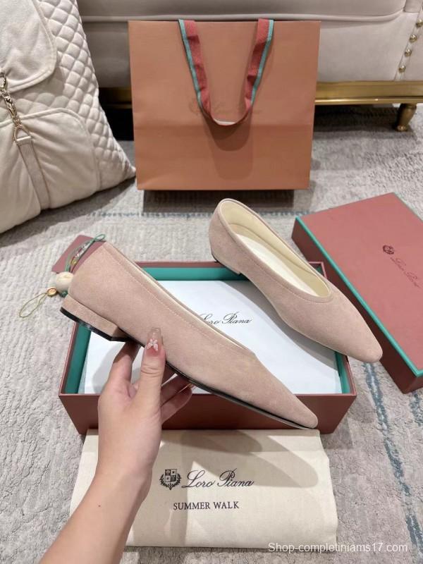 2025 Women Le Parmentier Pink Suede Ballet Flats