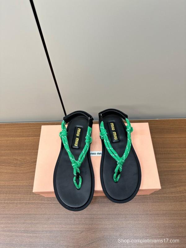 2025 Women Miu Miu Brown Leather Sandals