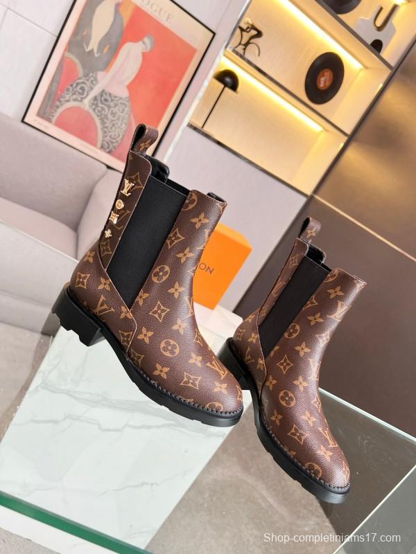 2024 Women Louis Vuitton Brown Leather Boots MJ00310