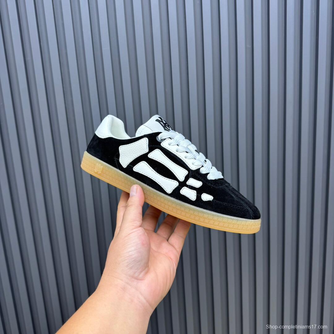 2025 Unisex Amiri Black White Leather Suede Sneakers Skeleton Design LY00280