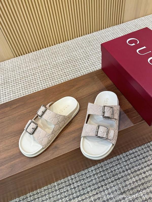 2025 Women Gucci Beige Leather Sandals