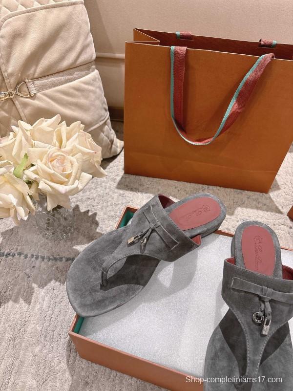 2025 LP Gray Suede Slippers Ly00250