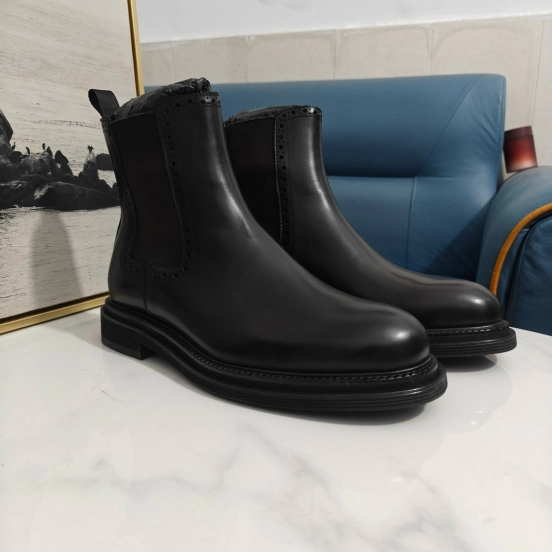2024 Men Dolce & Gabbana Black Leather Ankle Boots