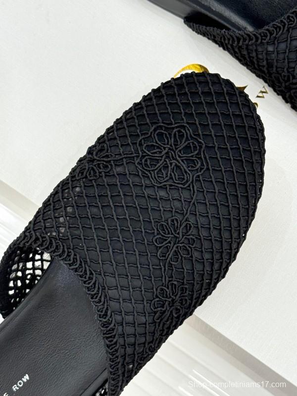 2025 Slippers Unisex The Row Black Mesh LY00360
