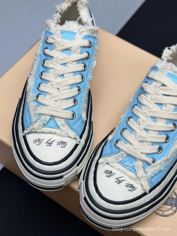 2025 Unisex XVESSEL Light Blue White Canvas Plimsolls Vulcanized AS00240