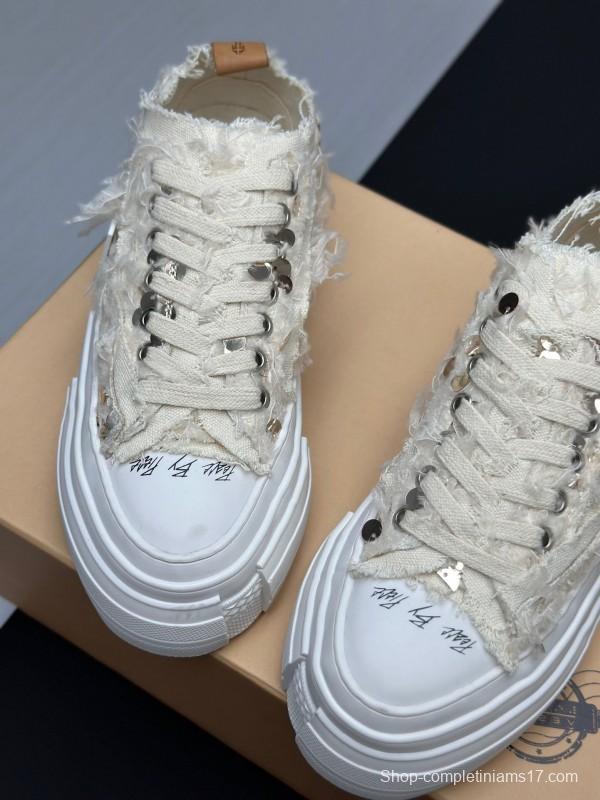 2025 Unisex XVESSEL White Canvas Plimsolls Vulcanized AS00260