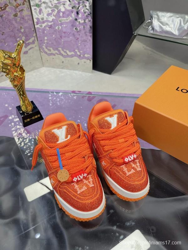 2025 Unisex Louis Vuitton Orange Crystal Plimsolls Bing Bing AS00420