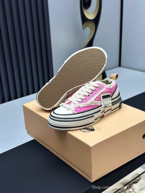 2025 Unisex XVESSEL Pink White Canvas Plimsolls Vulcanized AS00240