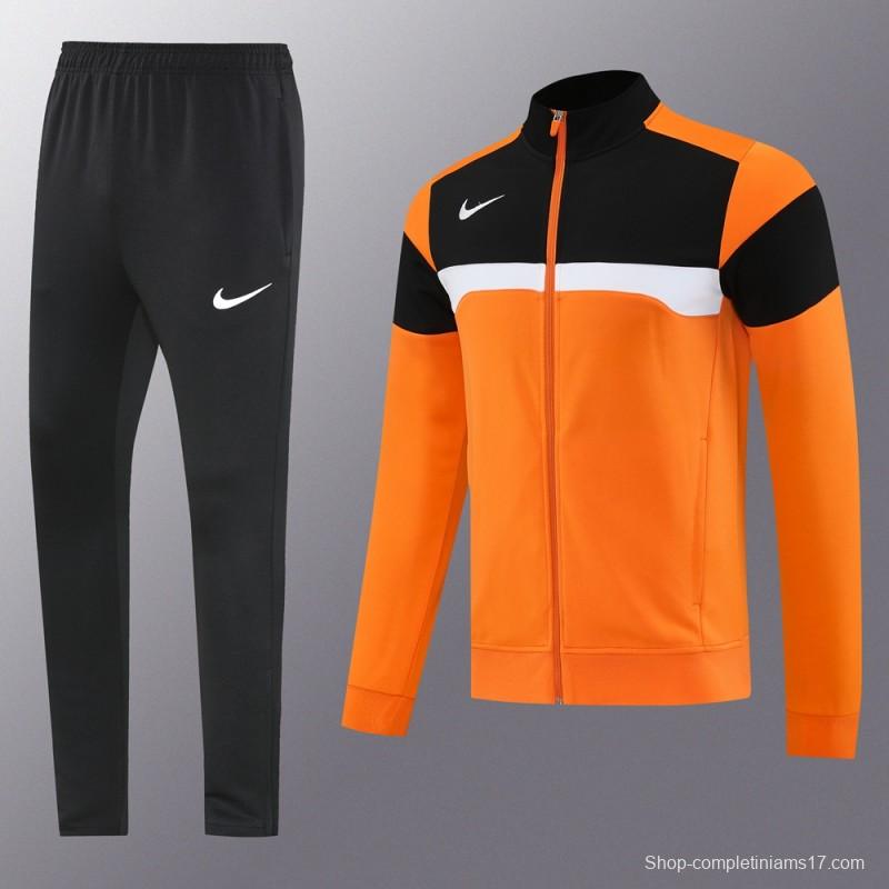 2025 Nike Orange/Black Full Hoodie Zipper Jacket +Long Pants