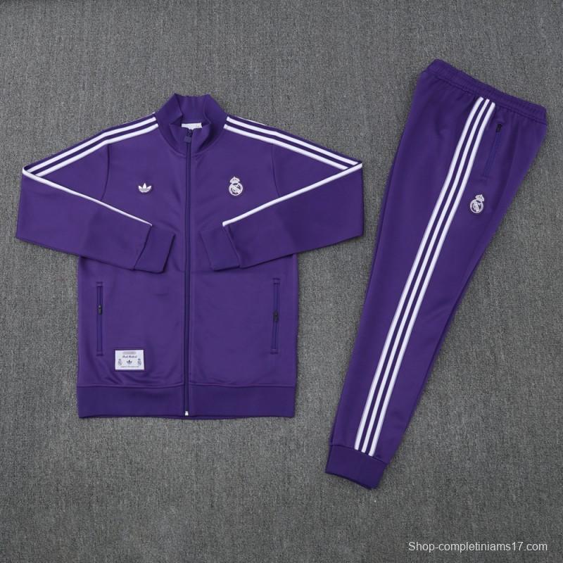 25/26 Real Madrid Purple Full Zipper Jacket +Long Pants