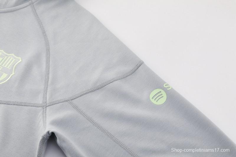 25/26 Barcelona Grey Full Zipper Hoodie Jacket +Long Pants