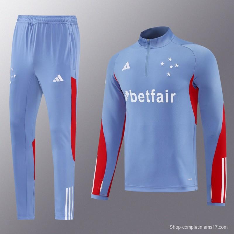 25/26 Cruzeiro Bluish Gray Navy Half Zipper Jacket+Long Pants