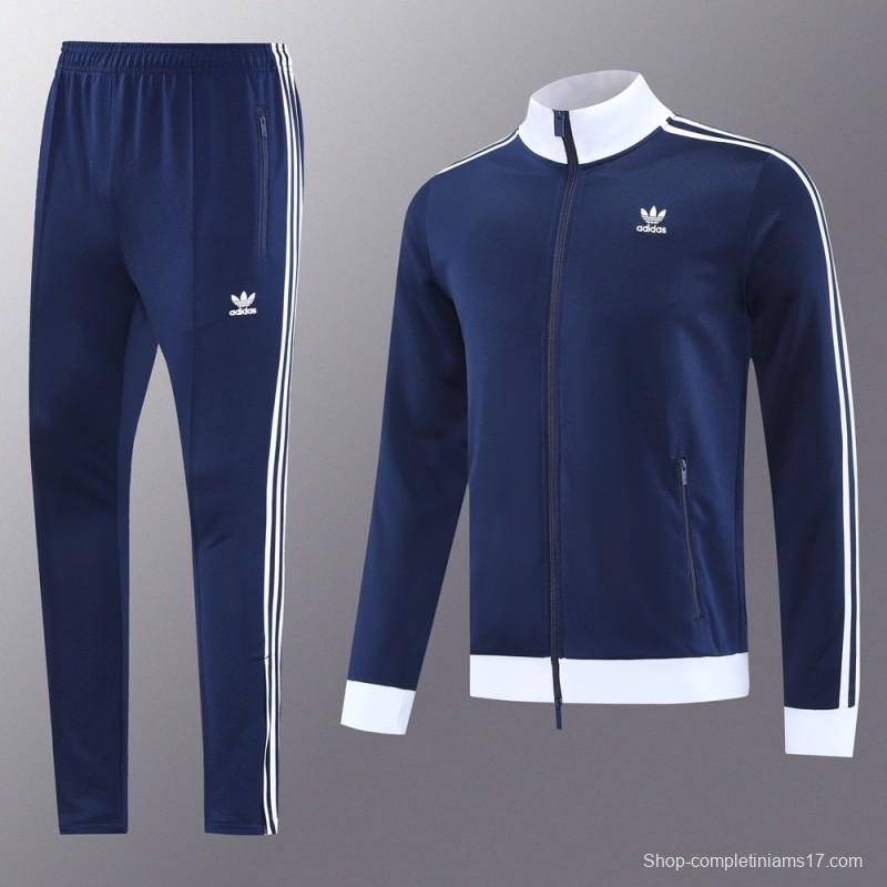 2025 Adidas Original Navy Full Hoodie Zipper Jacket +Long Pants