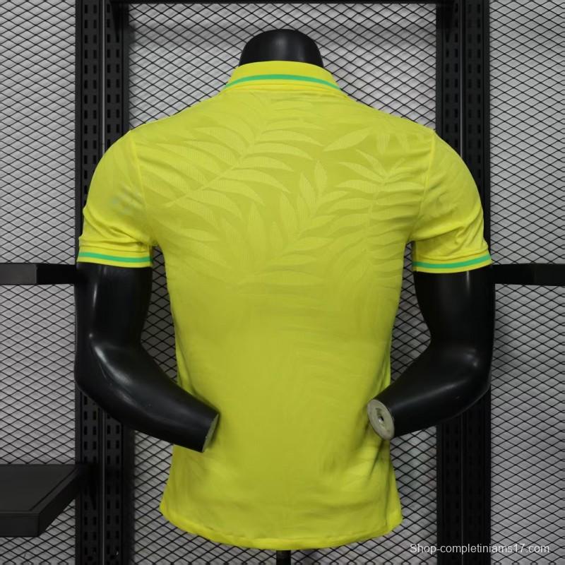 Player Version 2025 Brazil Home Yellow Classic Jersey