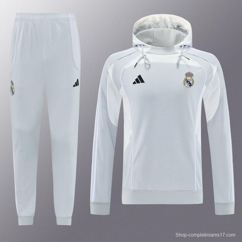 25/26 Real Madrid Hoodie Full Zipper Jacket + Long Pants