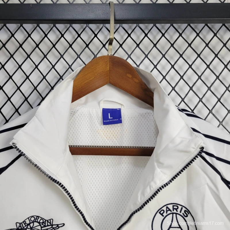 25/26 PSG Air Jordan Jacket White Windbreaker
