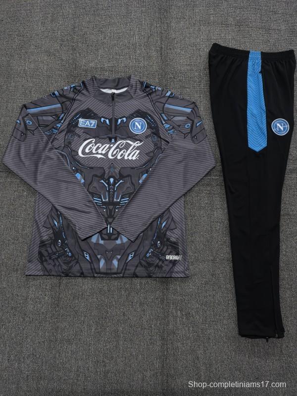 25/26 Kids Napoli Black Grey Camouflage Half Zipper Jacket+Long Pants