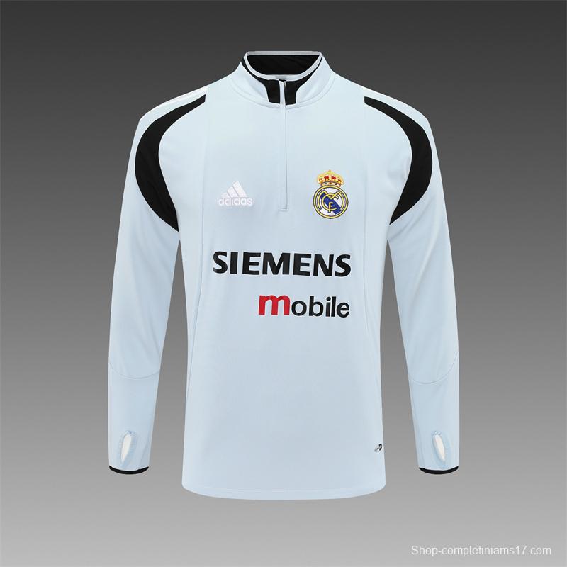 Retro 04/05 Real Madrid Light Grey Half Zipper Jacket