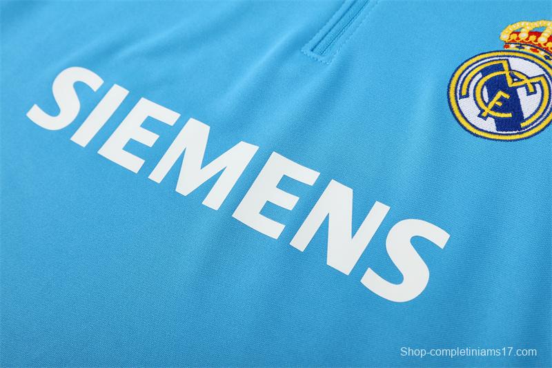 Retro 05/06 Real Madrid Light Blue Half Zipper Jacket+Long Pants