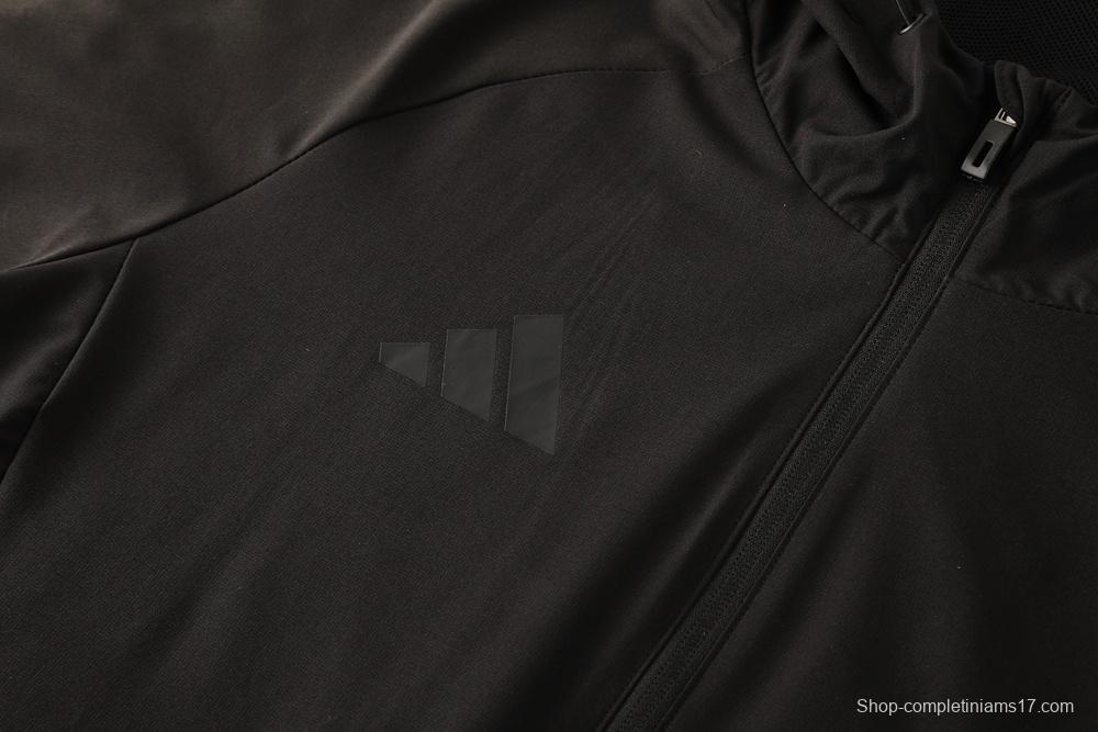 25/26 Adidas Black Hoodie Full Zipper Jacket + Long Pants