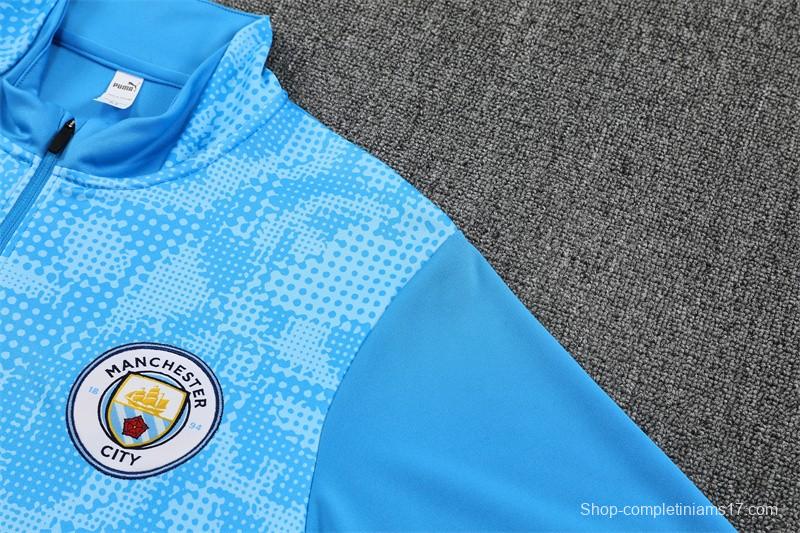 25/26 Manchester City Light Blue Camouflage Half Zipper Jacket+Long Pants