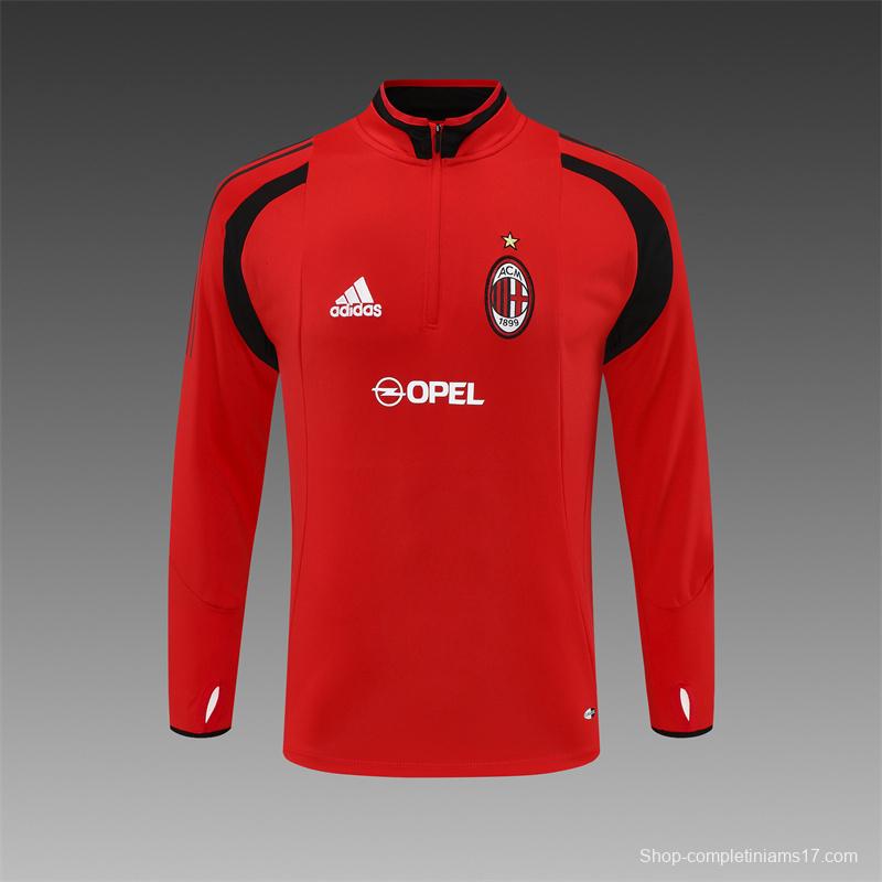 Retro 04/05 AC Milan Red Half Zipper Jacket+Long Pants