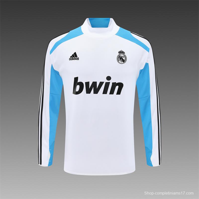 Retro 12/13 Real Madrid White/Blue Half Zipper Jacket+Long Pants