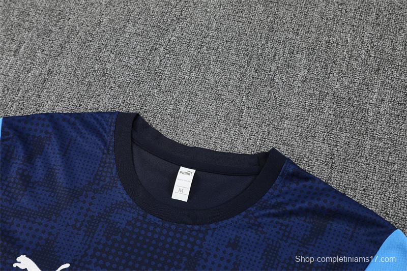 25/26 Olympique de Marseille Royal Blue Camouflage with XS Short Sleeve+Soccer Shorts