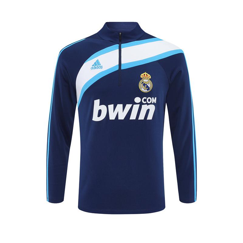 Retro 09/10 Real Madrid Royal Blue Half Zipper Jacket+Long Pants