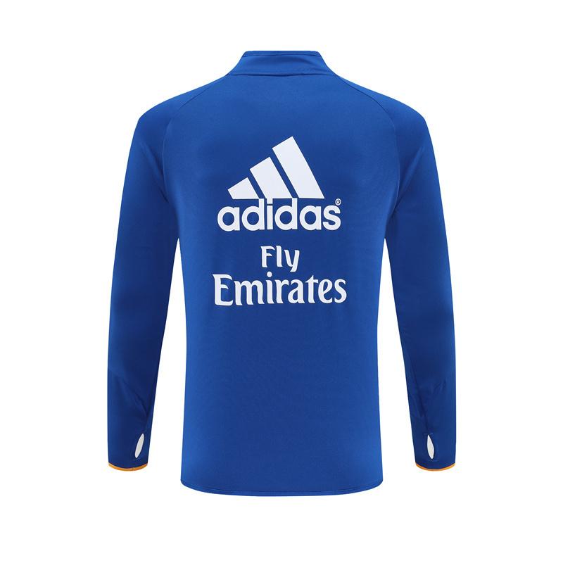 Retro 13/14 Real Madrid Color Blue Half Zipper Jacket+Long Pants