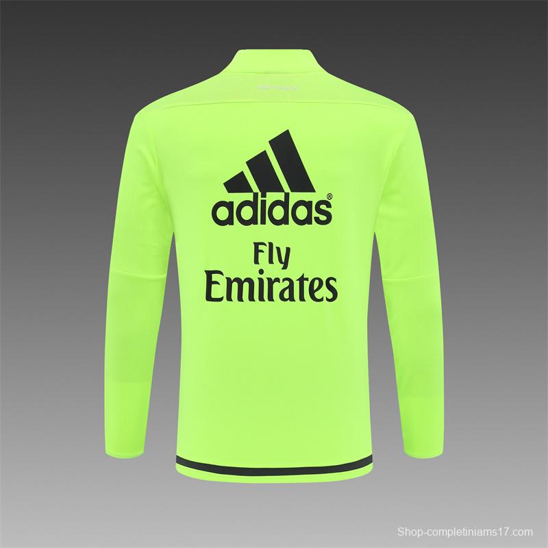 Retro 15/16 Real Madrid Fluorescent Green Half Zipper Jacket