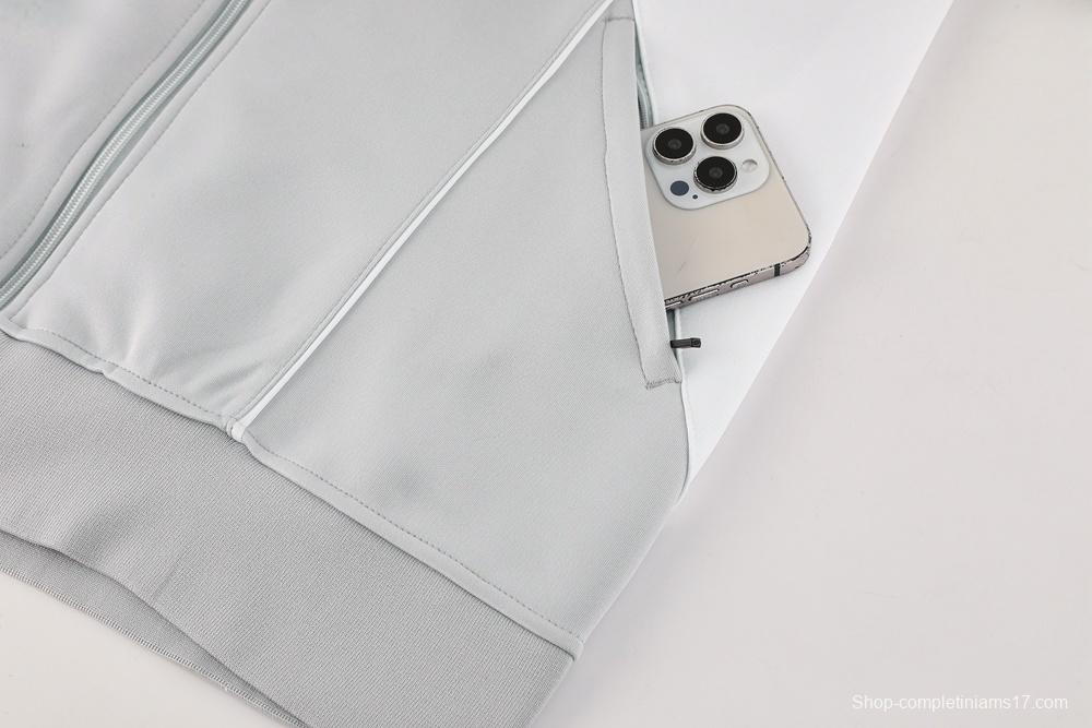 25/26 Real Madrid Grey Full Zipper Jacket + Long Pants