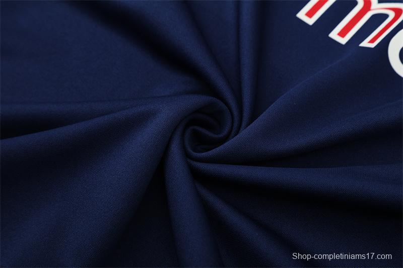 Retro 03/04 Real Madrid Royal Blue Half Zipper Jacket+Long Pants