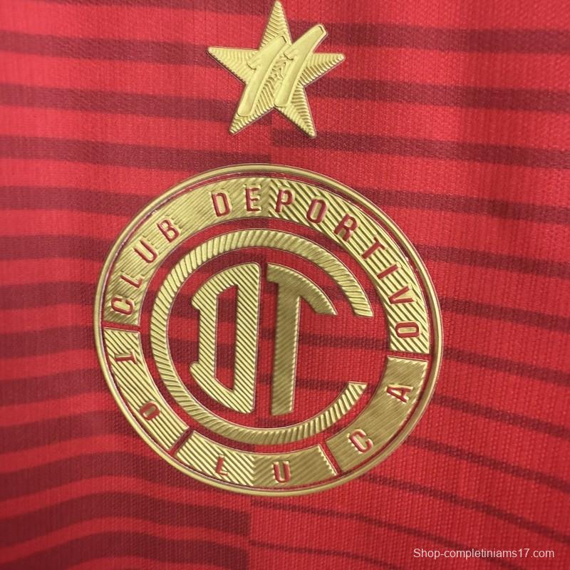Player Version 25/26 Deportivo Toluca FC Red Home Long Sleeve Jersey