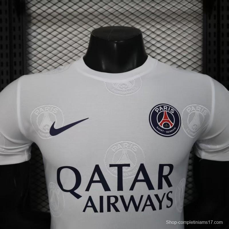 Player Version 25/26 PSG White with Embossed PSG Badge Pattern Jersey
