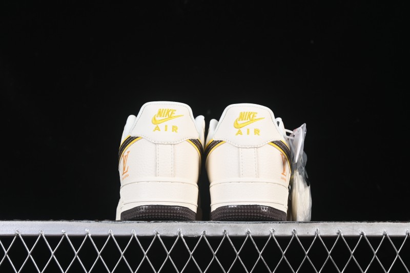 Nike Air Force 1 '07 Low LV Collaboration Beige Brown Patchwork Casual Sneakers - DD1982-302