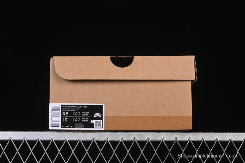 Nike SB Dunk Low Pro ISO Triple Black Skate Shoes - FJ1674-001