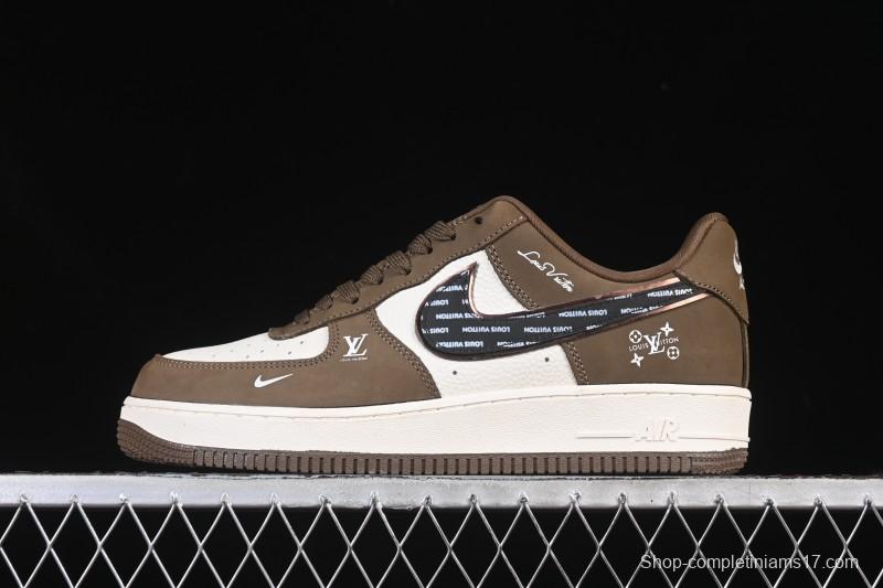 Nike Air Force 1 '07 Low LV Collaboration Military Green Silver Black Casual Sneakers - DK0188-086