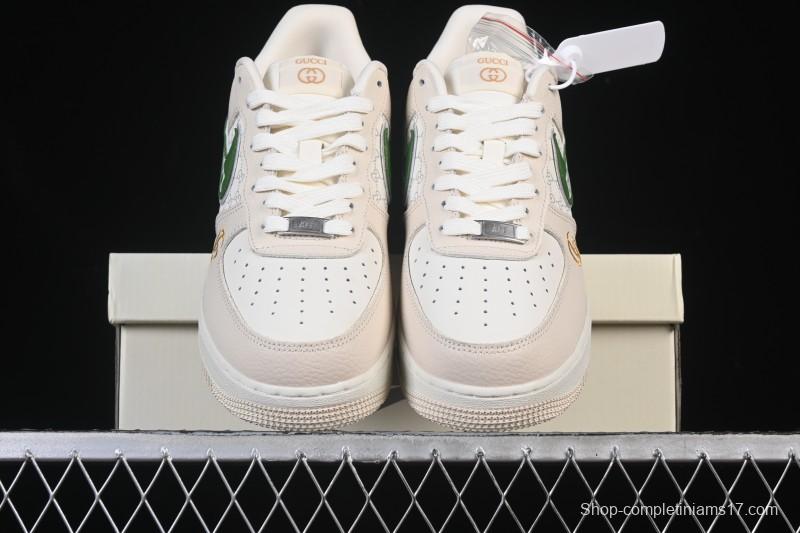 Nike Air Force 1 '07 Low Gucci Collaboration White Brown Green Casual Sneakers - YF9511-804