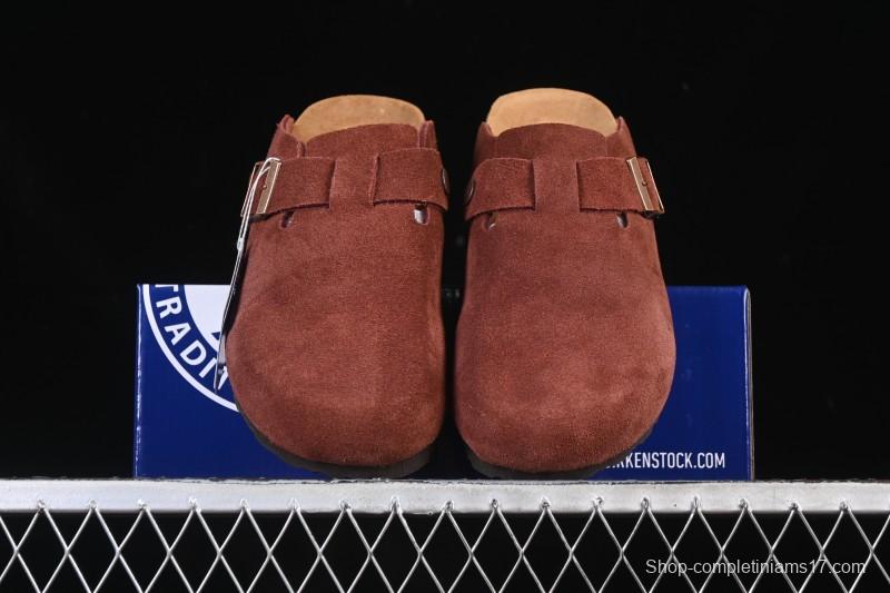 Birkenstock Sandals Series with Soft Leather Upper and Cork Rubber Midsole - Red Wine