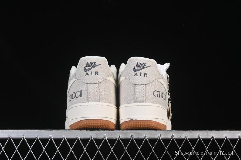 Nike Air Force 1 '07 Low Gucci Collaboration Smoke Grey Gum Low-Top Casual Sneakers - DK0188-084