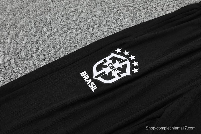 Player Version 25/26 Brazil Black Half Zipper Jacket+Long Pants