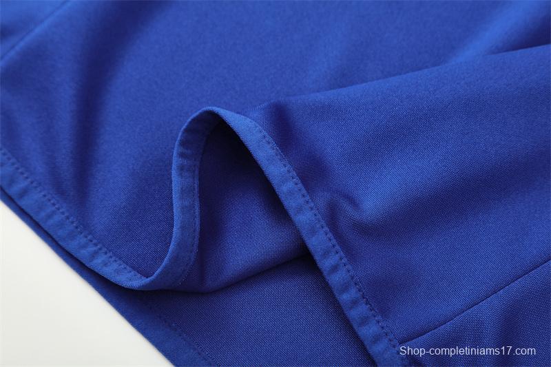 2002 Brazil Color Blue Half Zipper Jacket+Long Pants