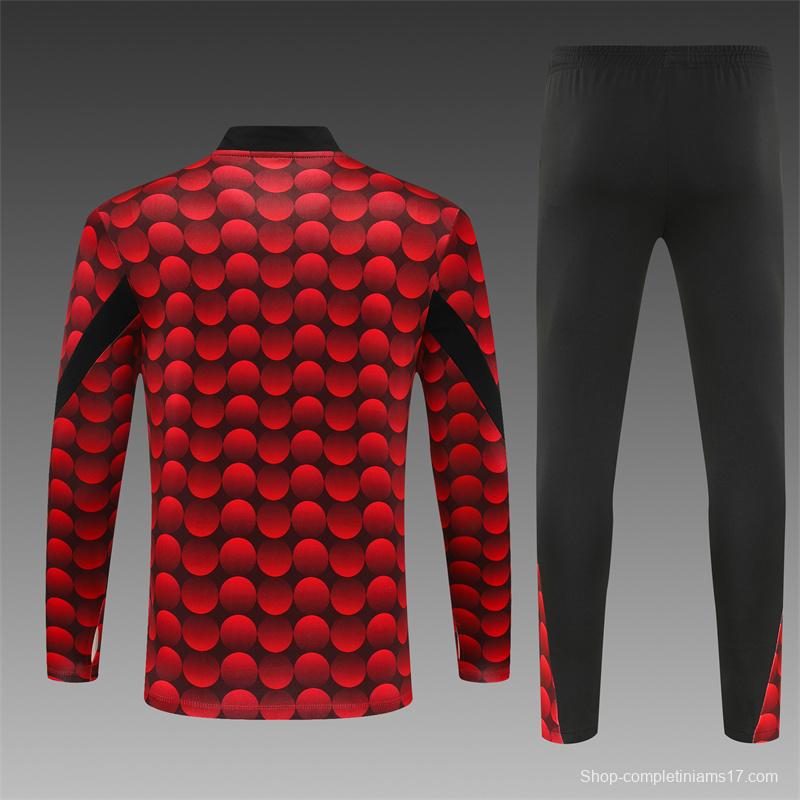 25/26 Feyenoord Red Black Camouflage Half Zipper Jacket+Long Pants