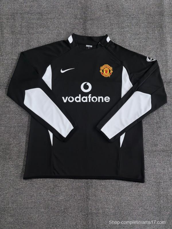 Retro 02/03 Manchester United Black Half Zipper Jacket+Long Pants