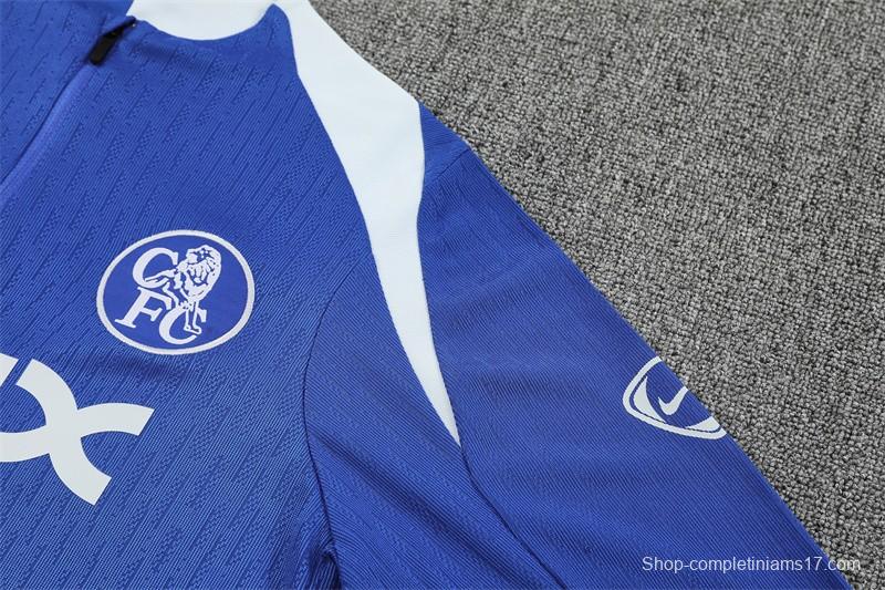Player Version 25/26 Chelsea Color Blue T90 Half Zipper Jacket+Long Pants