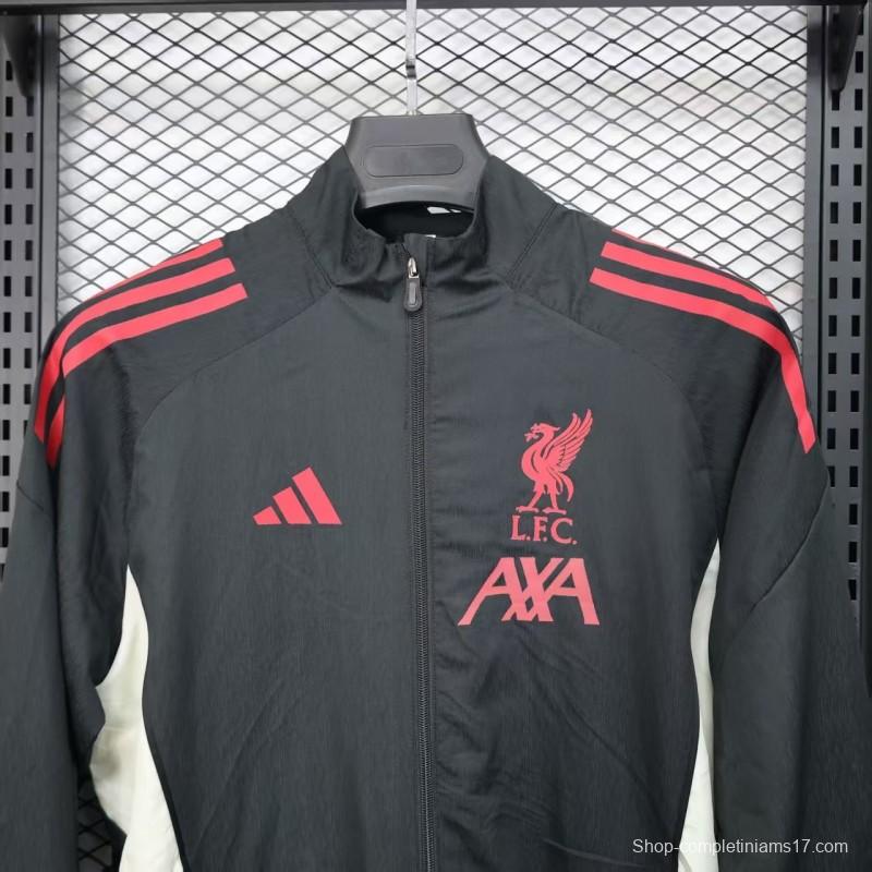 25/26 Liverpool Black Windbreaker (with Inner Lining)